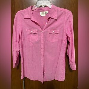 St. John's Bay Vibrant Pink women’s shirt cotton office party date spring top S